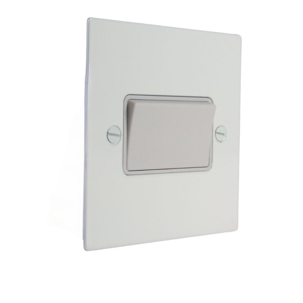 Gloss White Metal Flat Plate 3 Pole Fan Isolator Switch White