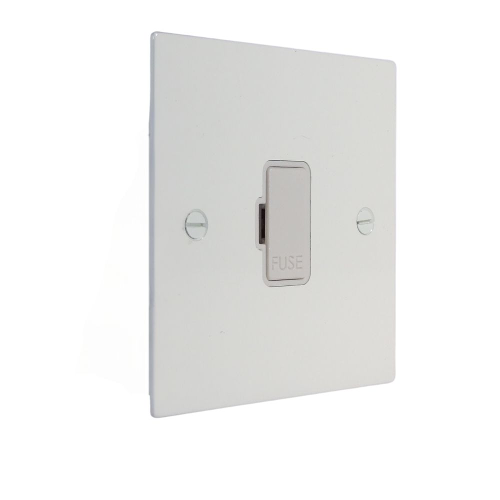 Gloss White Metal Flat Plate Unswitched Fuse Spur White