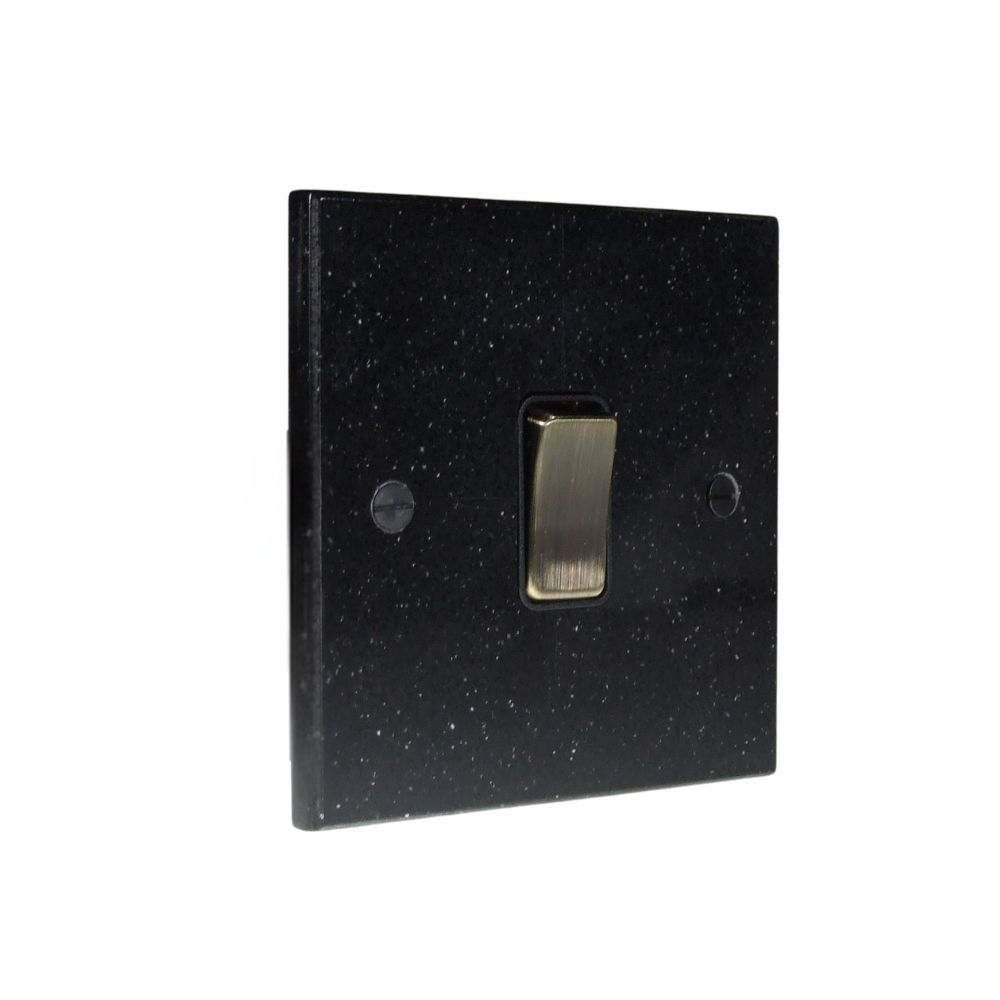 Black Pearl Acrylic Resin Single Light Switch Antique Brass and Black