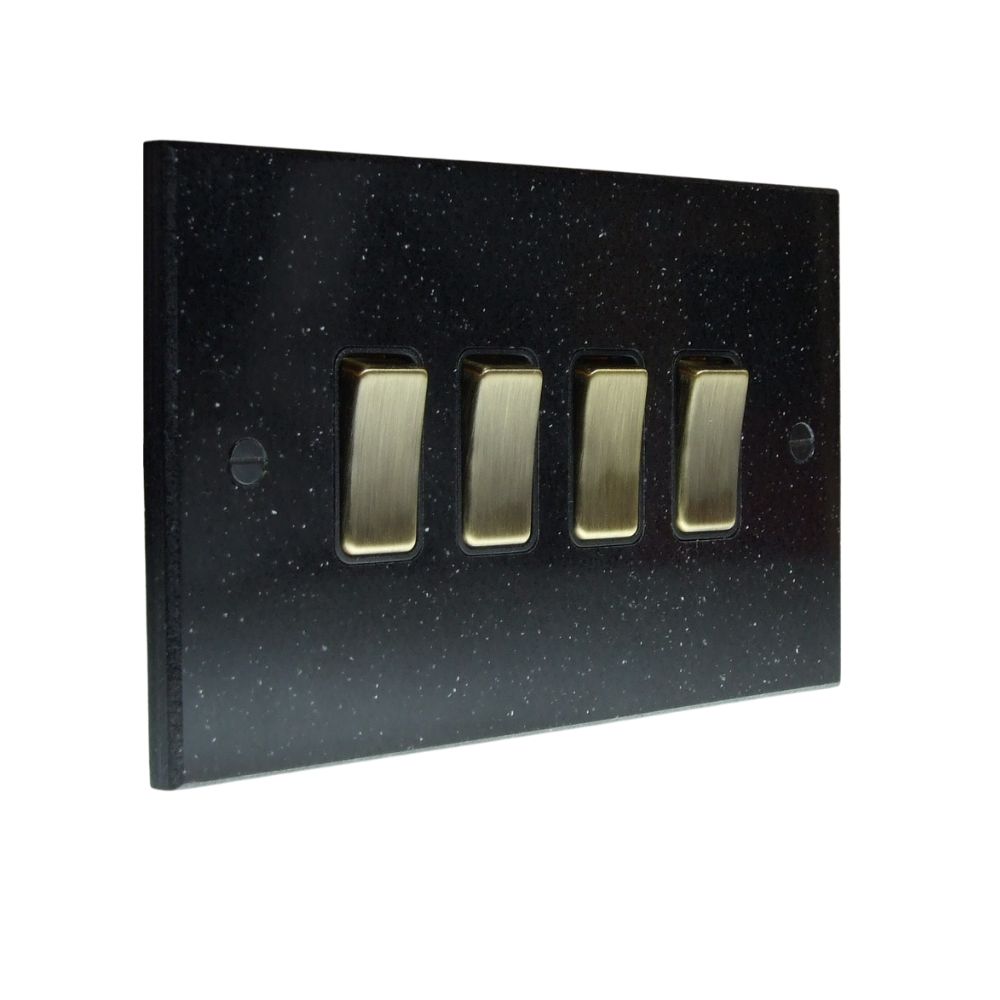 Black Pearl Acrylic Resin 4 Switch Light Switch Antique Brass and Black