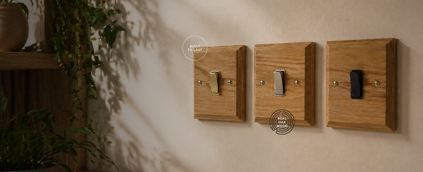 oak wood <br>light switches