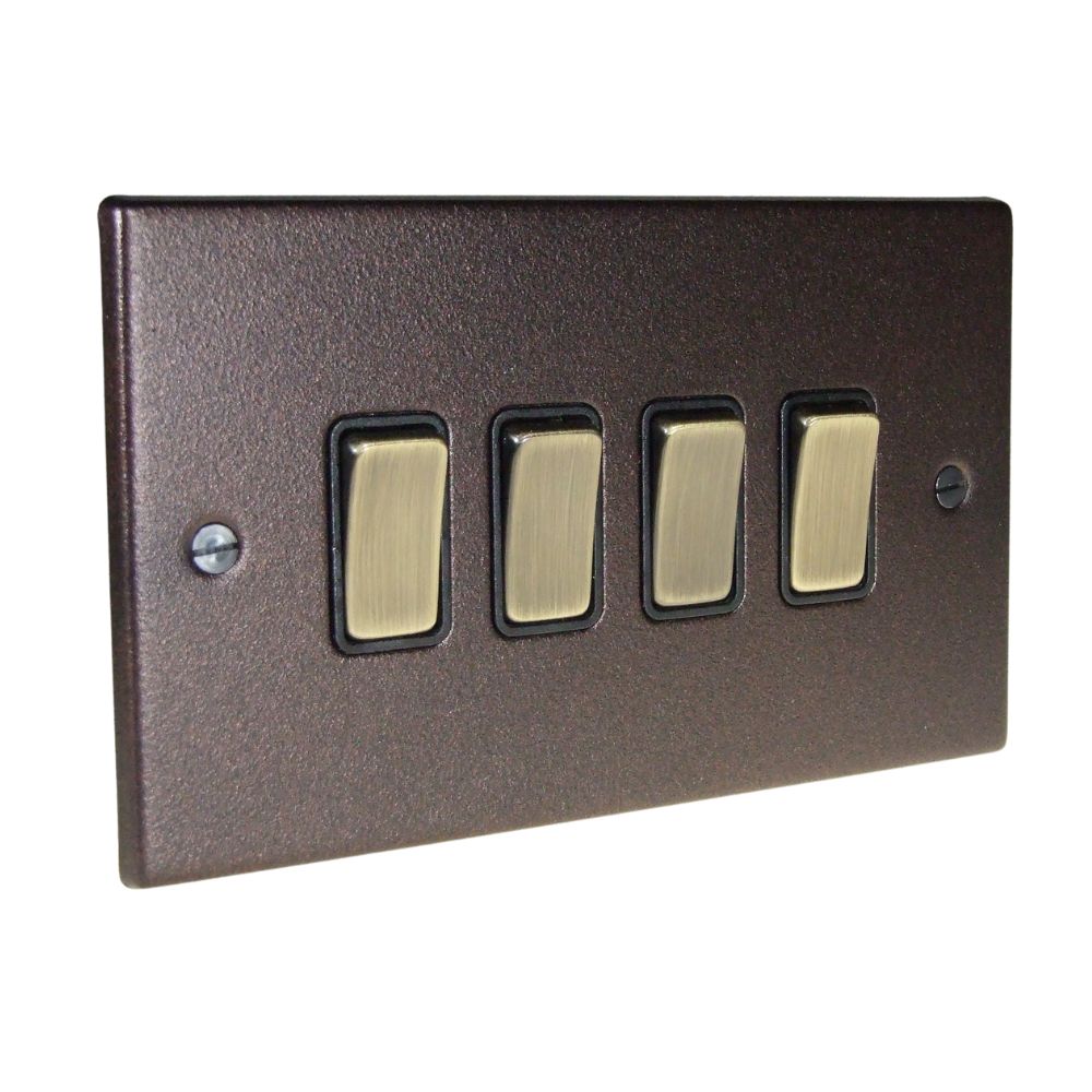 Accord Copper Bronze 4-Gang 2-Way 10-Amp Rocker Switch