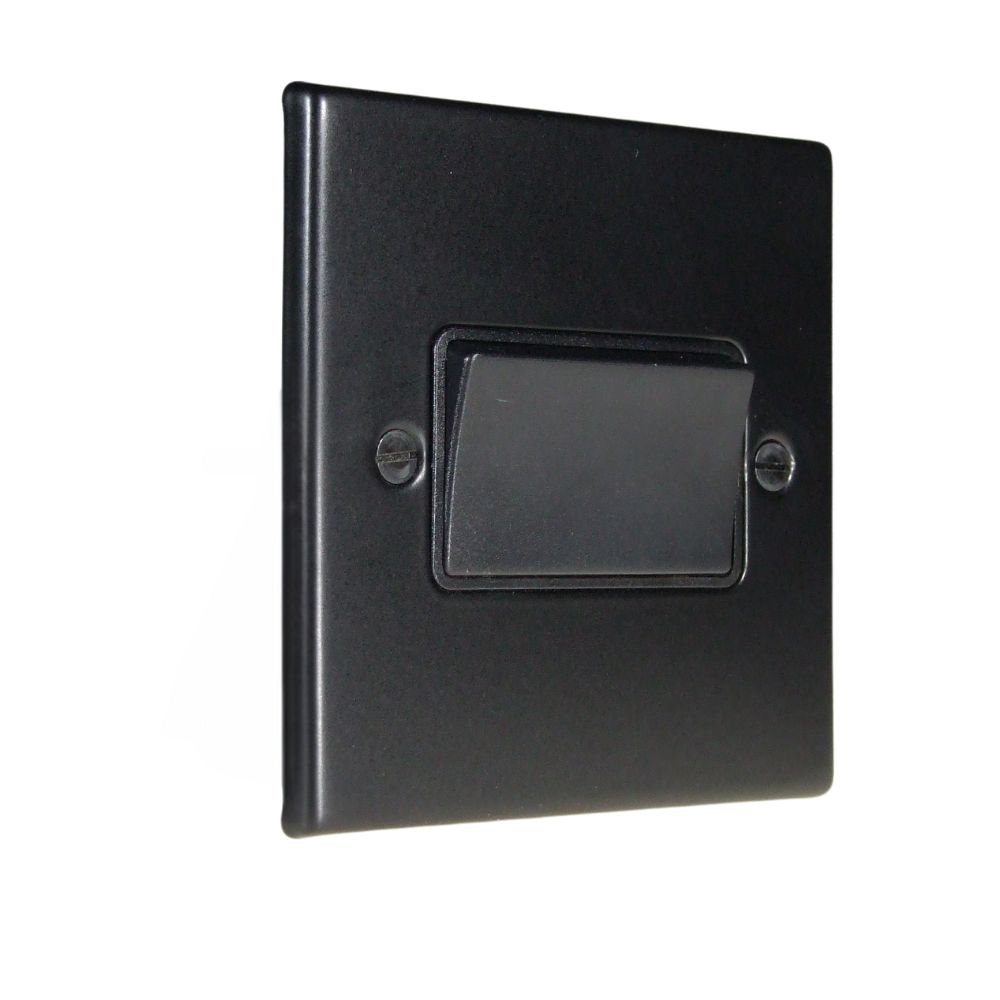 Matt Black Raised Metal Plate 3 Pole fan Isolator Switch Black