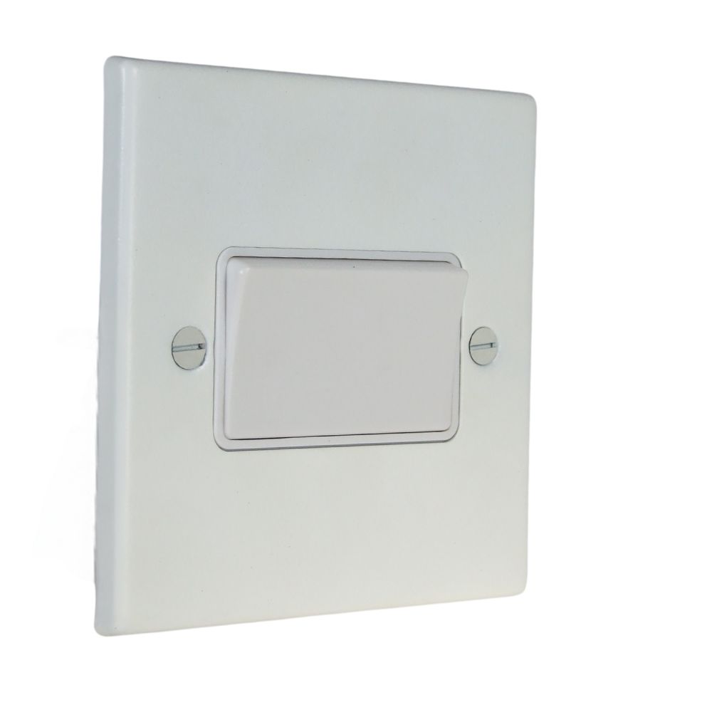 Matt White Raised Metal Plate 3 Pole fan Isolator Switch White