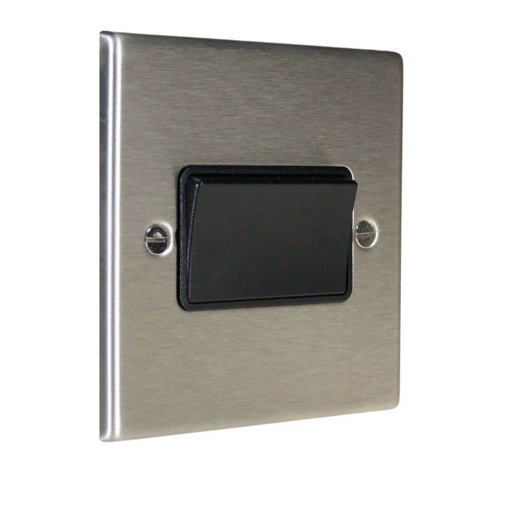Satin Stainless Raised Metal Plate 3 Pole fan Isolator Switch Black Satin Stainless Raised Metal Plate 3 Pole fan Isolator Switch Black