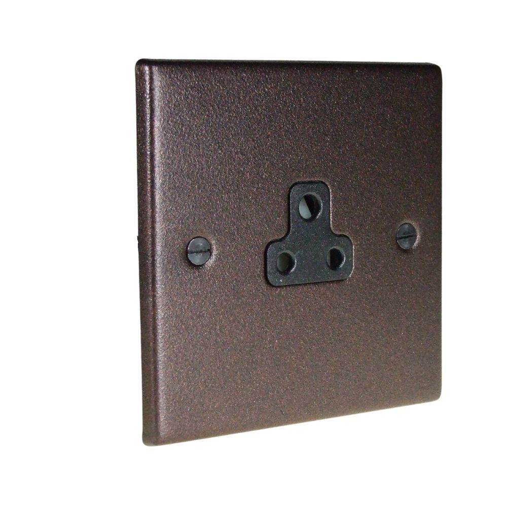 Copper Bronze Metal Raised Plate 2-Amp Unswitched Socket Black