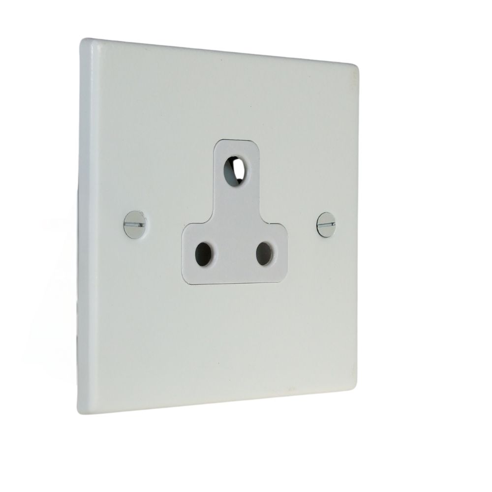 Matt White Metal Raised Plate 5-Amp Unswitched Socket White