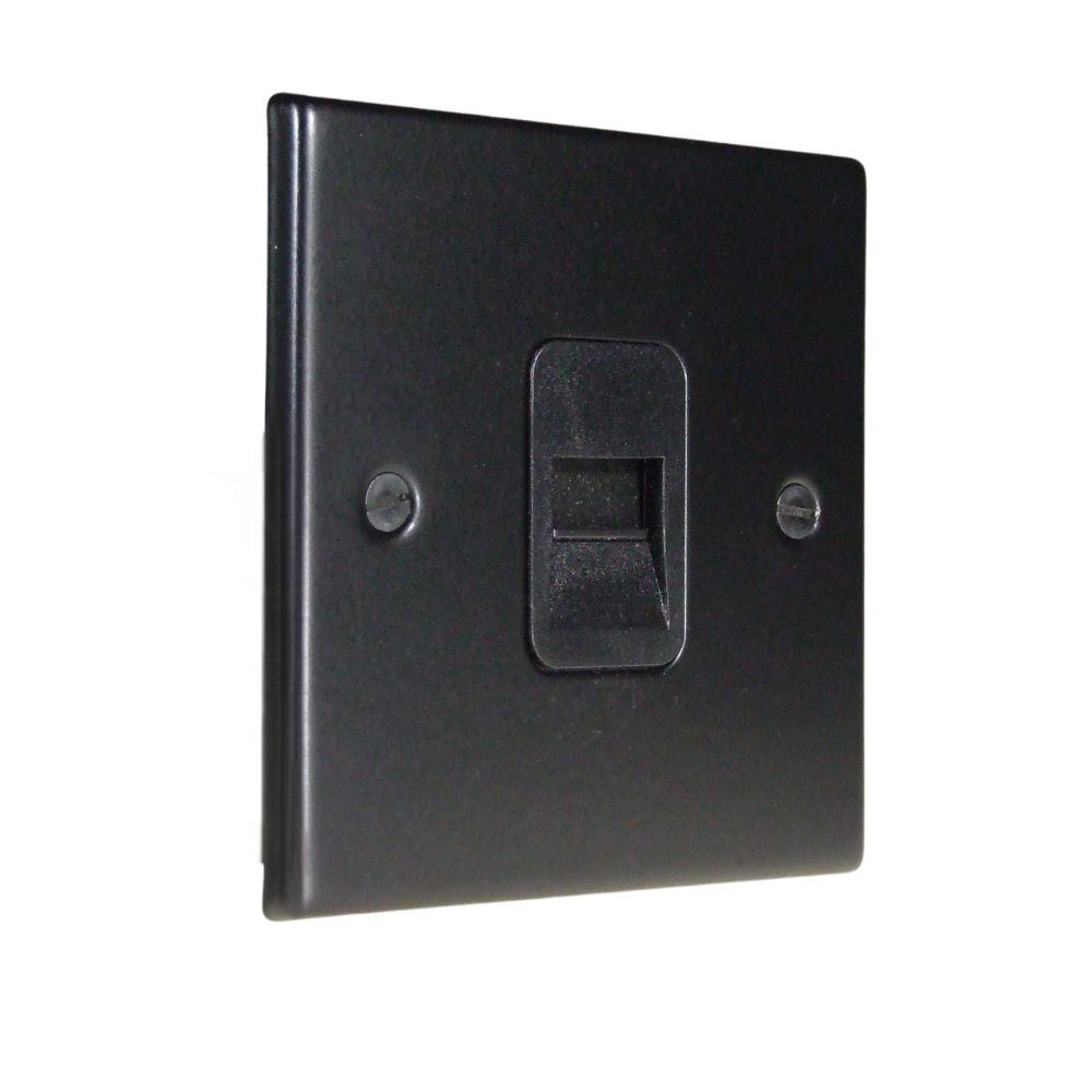 Matt Black Raised Metal Plate Telephone Secondary Socket Black