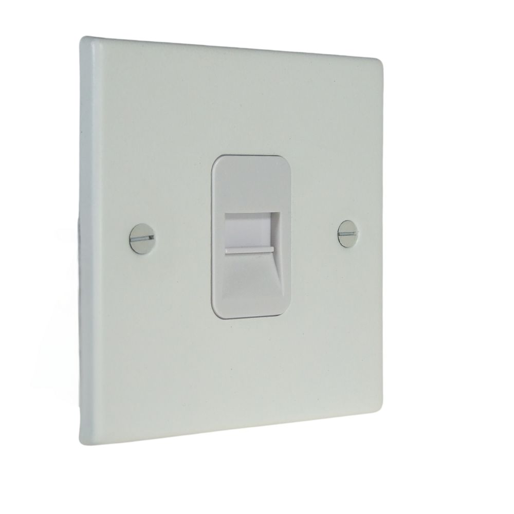 Matt White Raised Metal Plate Telephone Master Socket White