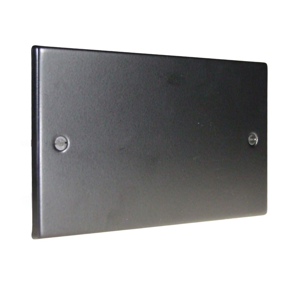 Matt Black Raised Metal Plate Twin Blank Plate