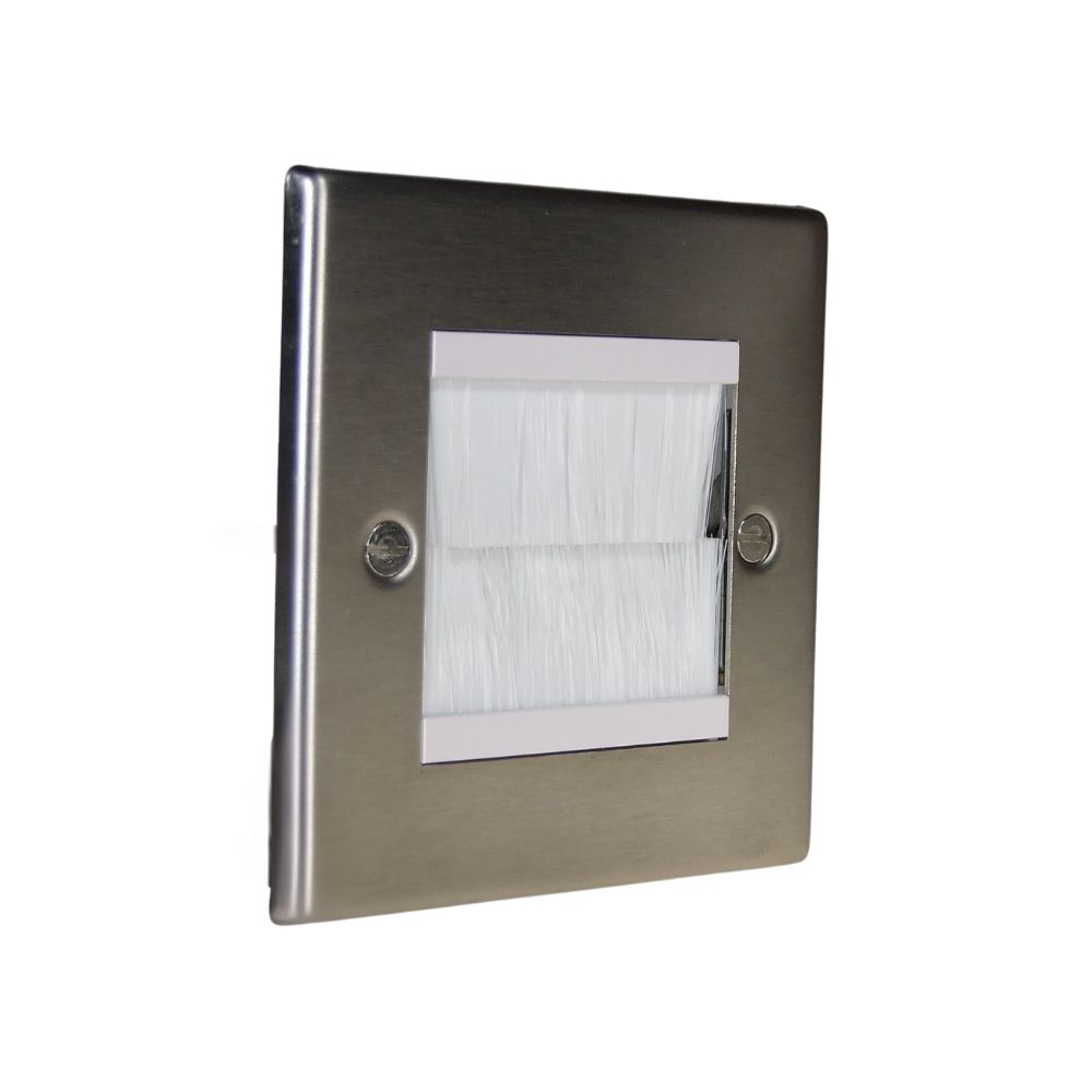 Satin Stainless Raised Metal Double White Brush Plate