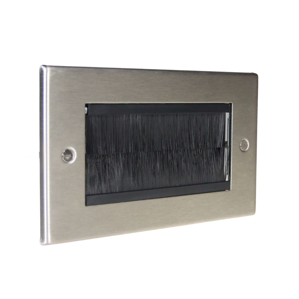 Satin Stainless Raised Metal Twin Black Brush Plate