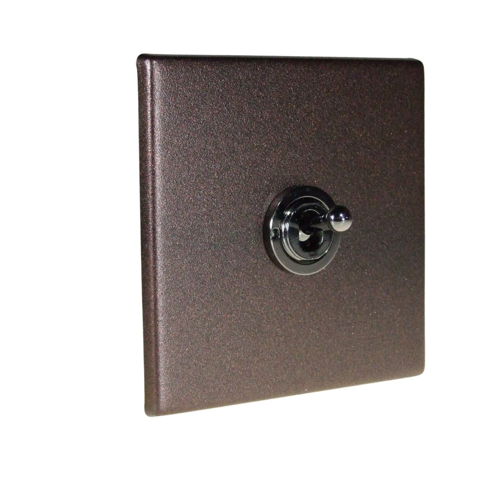 Copper Bronze Raised Metal Plate Single Light Switch Black Nickel Period Toggle
