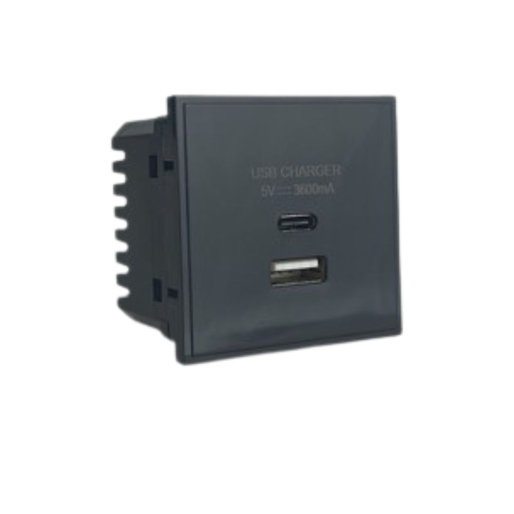 2G USB A+C Charging Socket Black