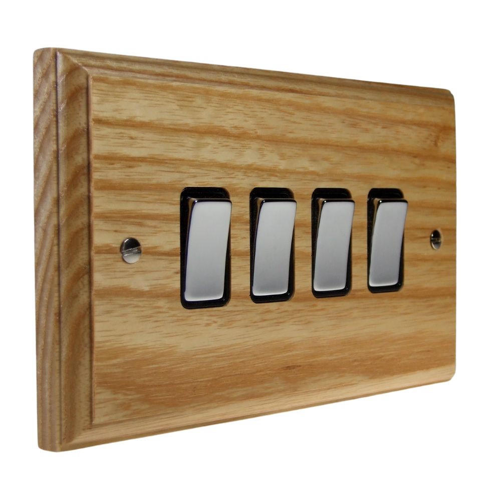 Classic Ash 4 Switch Light Switch Polished Chrome and Black