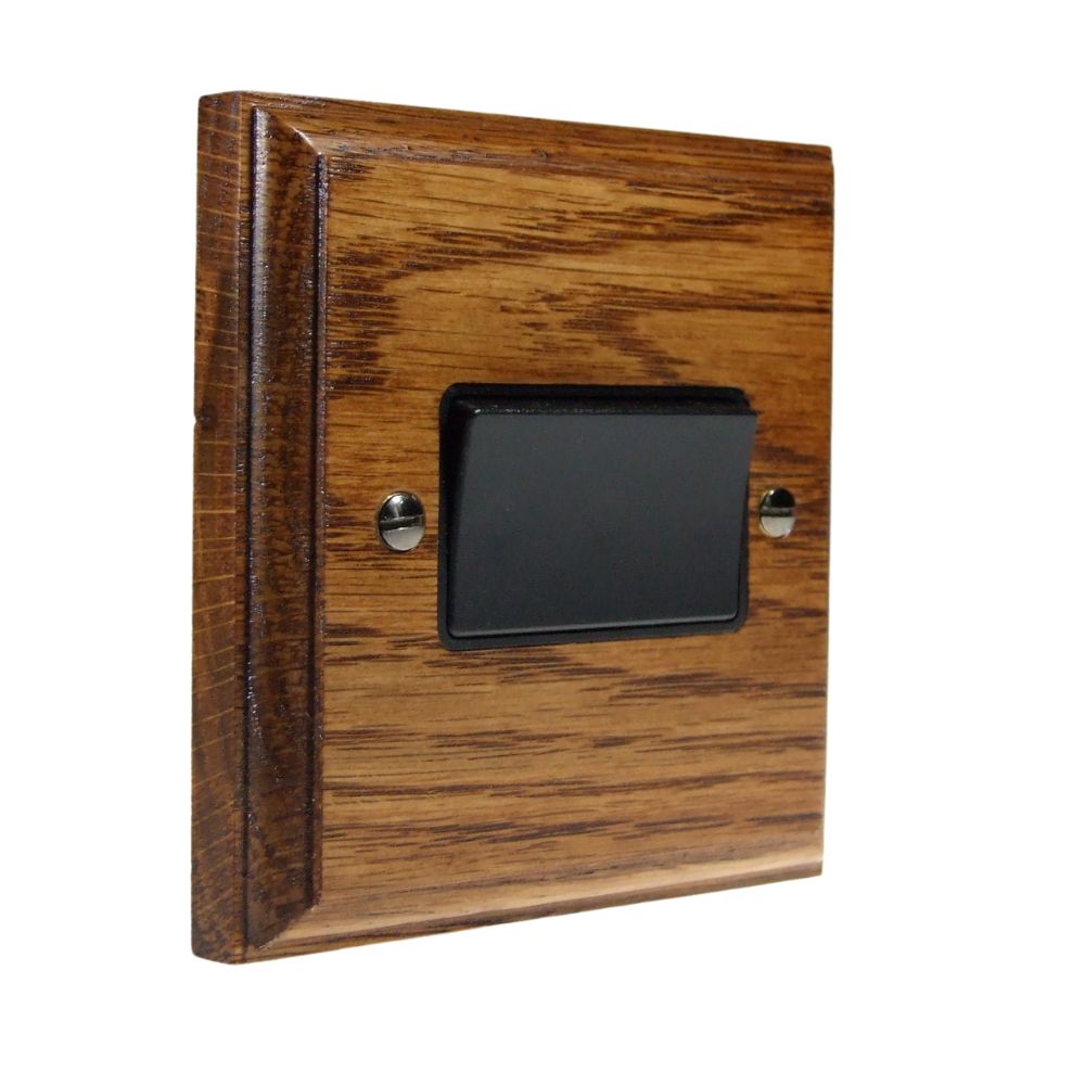 Classic Medium Oak 3 Pole Fan Isolator Switch Black