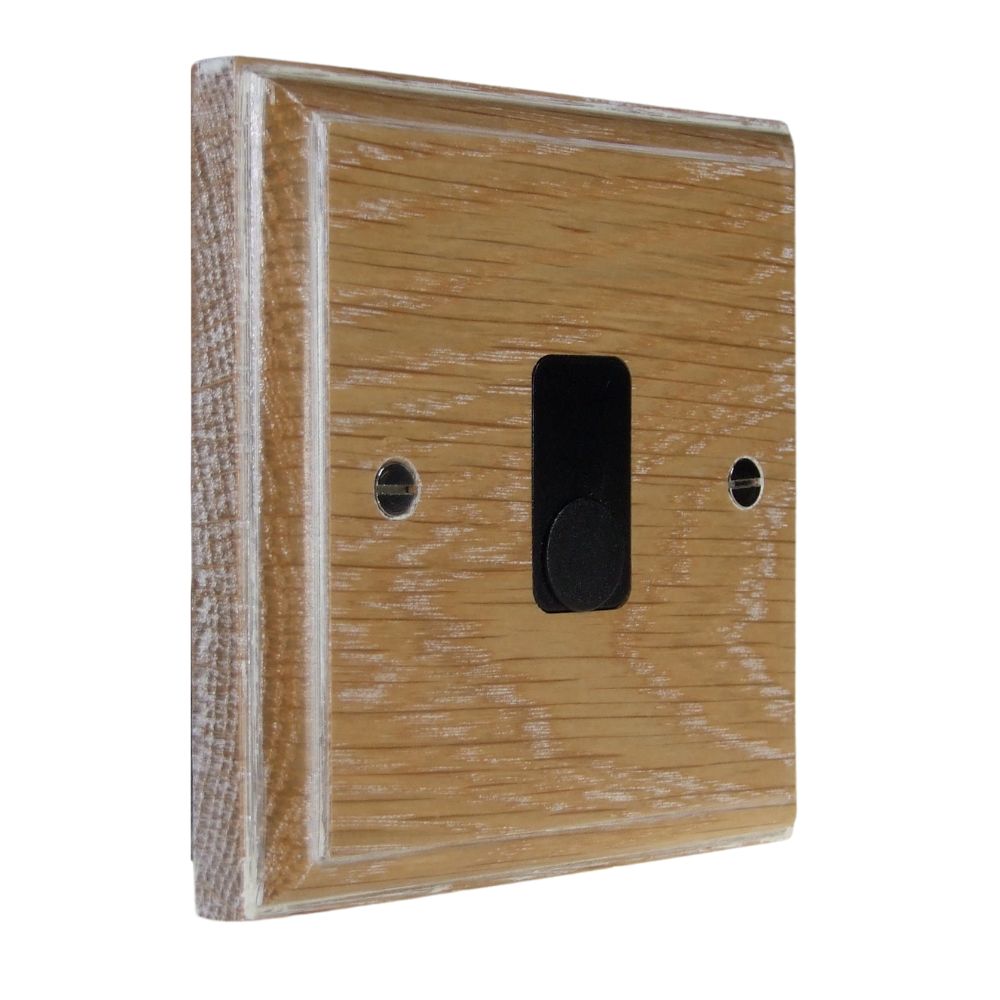 Classic Limed Oak Single Cord Outlet Switch Black