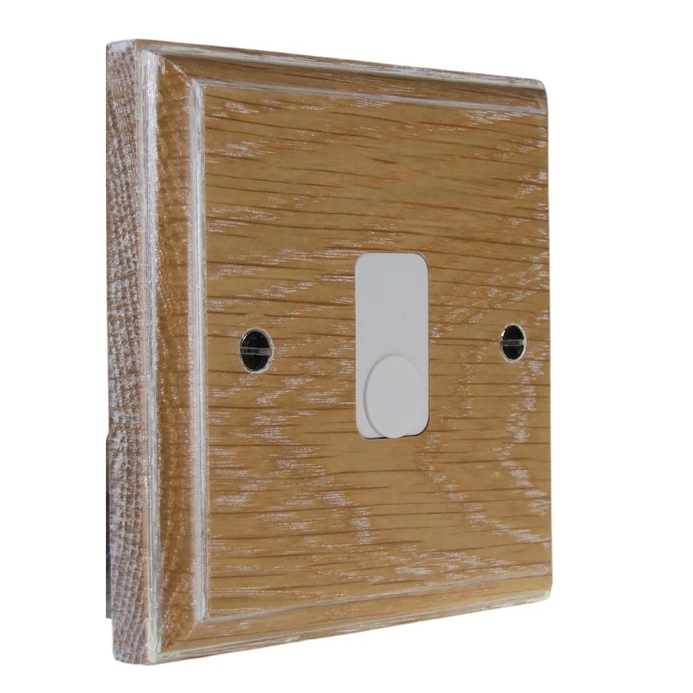 Classic Limed Oak Single Cord Outlet Switch White