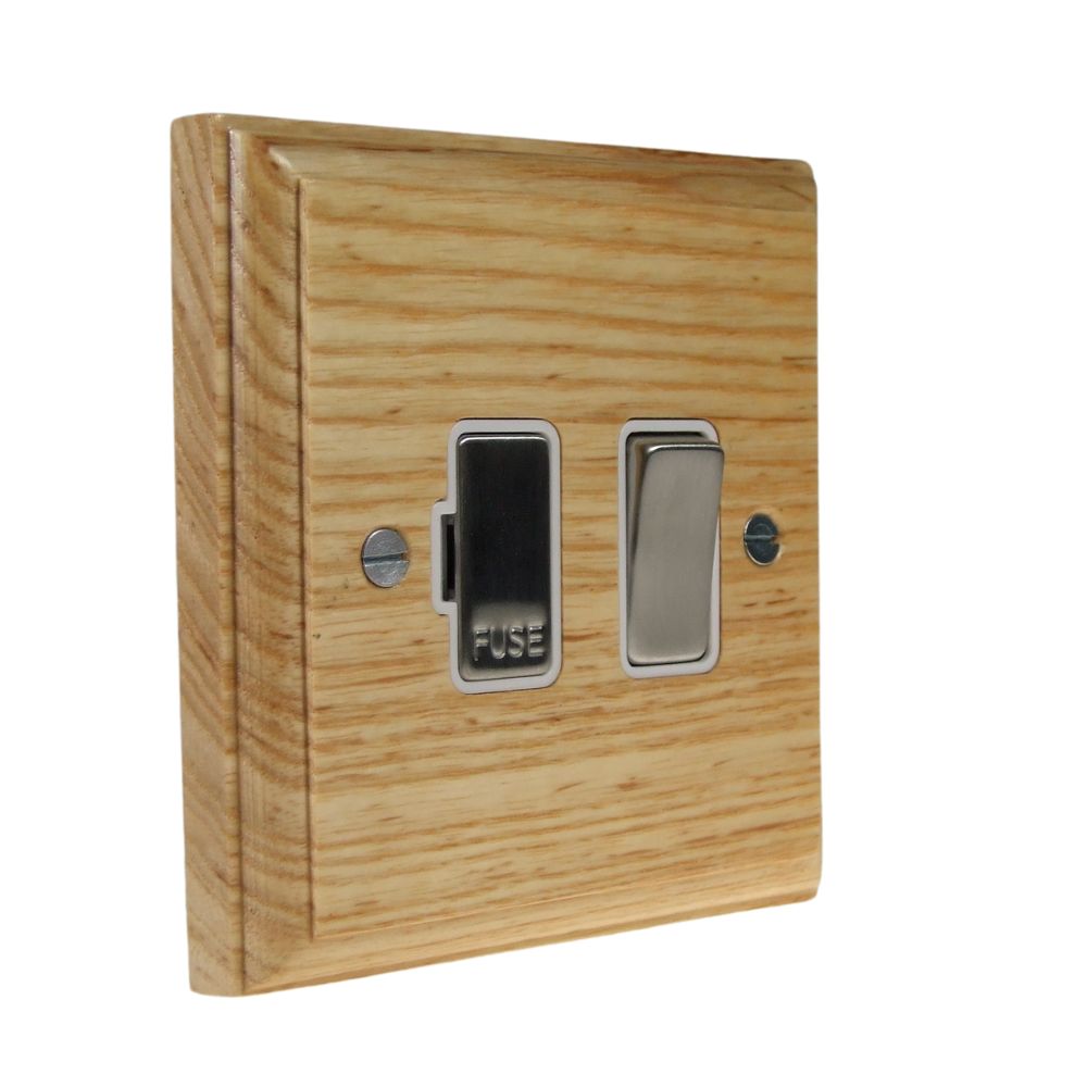Classic Ash Switch Fuse Spur Satin Stainless and White