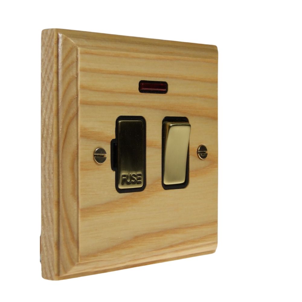 Classic Ash Switch Fuse Spur Polished Brass and Black with Neon