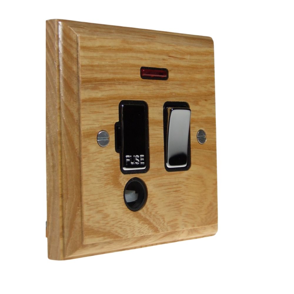 Classic Ash Switch Fuse Spur Polished Chrome and Black With Neon and Cord Outlet