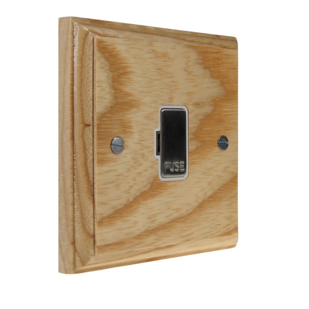Classic Ash UnSwitched Fuse Spur Satin Stainless and White