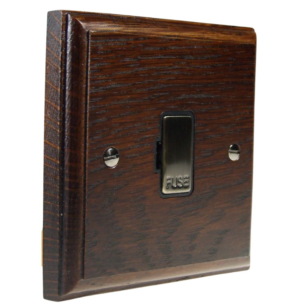 Classic Dark Oak UnSwitched Fuse Spur Antique Brass and Black