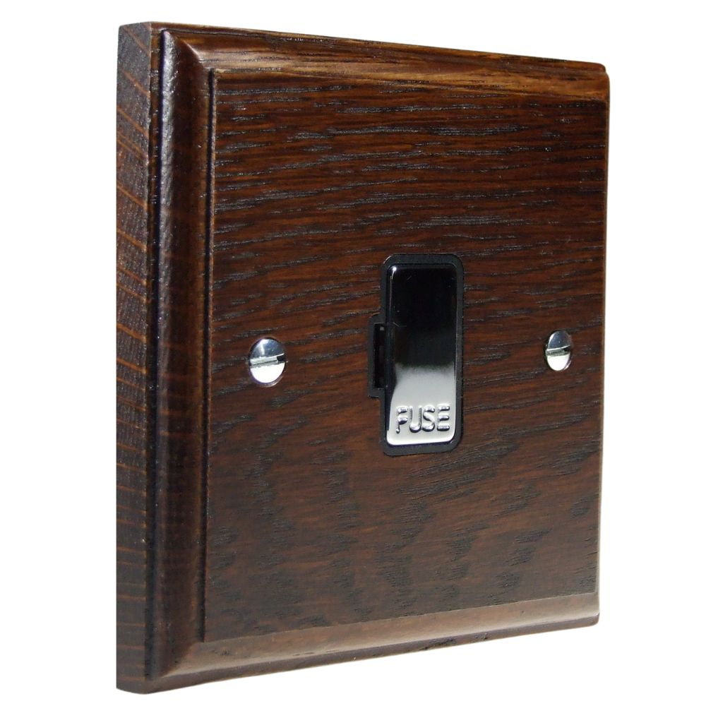 Classic Dark Oak UnSwitched Fuse Spur Polished Chrome and Black