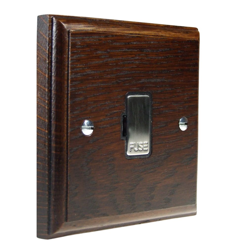 Classic Dark Oak UnSwitched Fuse Spur Satin Stainless and Black