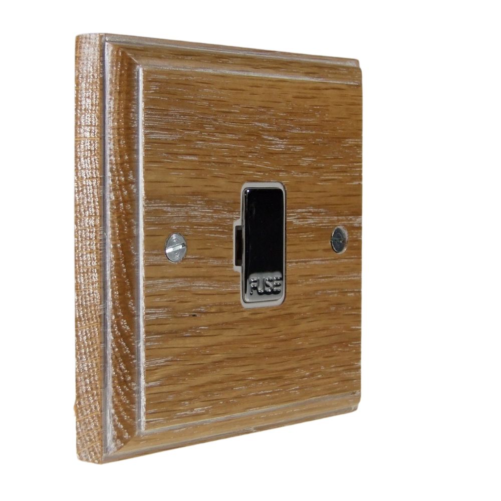 Classic Limed Oak UnSwitched Fuse Spur Polished Chrome and White