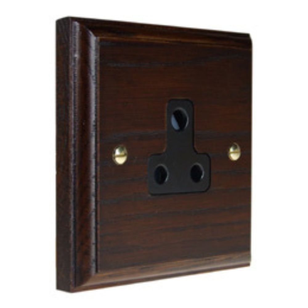Classic Dark Oak Unswitched 5-Amp Socket Black