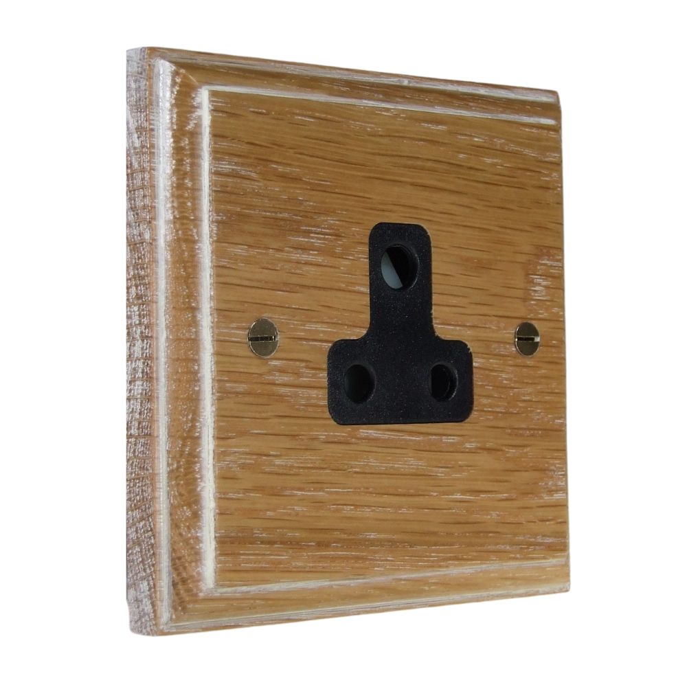 Classic Limed Oak UnSwitched 5A Socket Black
