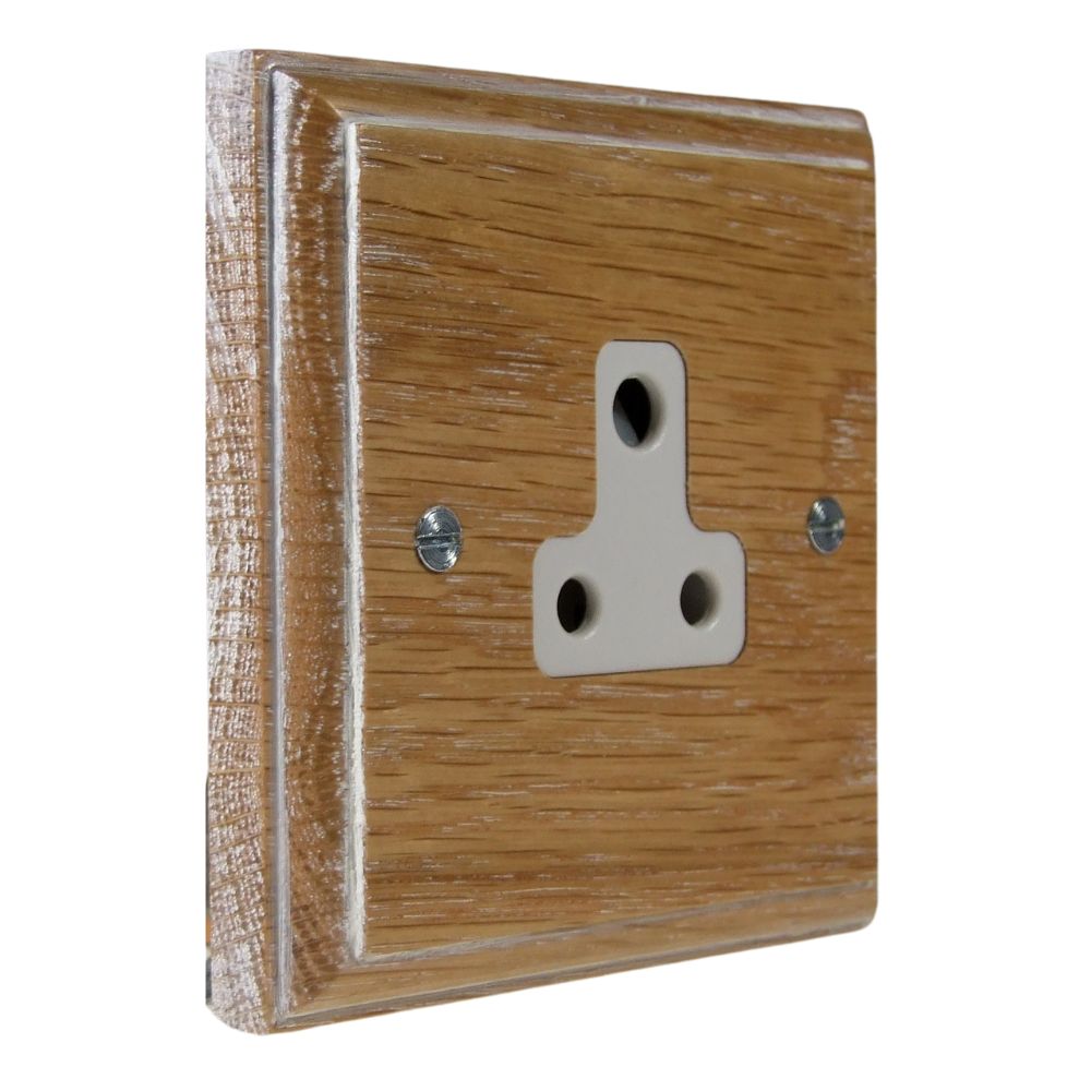 Classic Limed Oak UnSwitched 5A Socket White