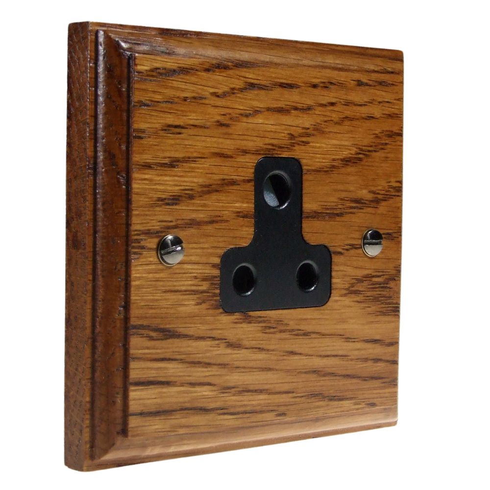 Classic Medium Oak Unswitched 5-Amp Socket Black