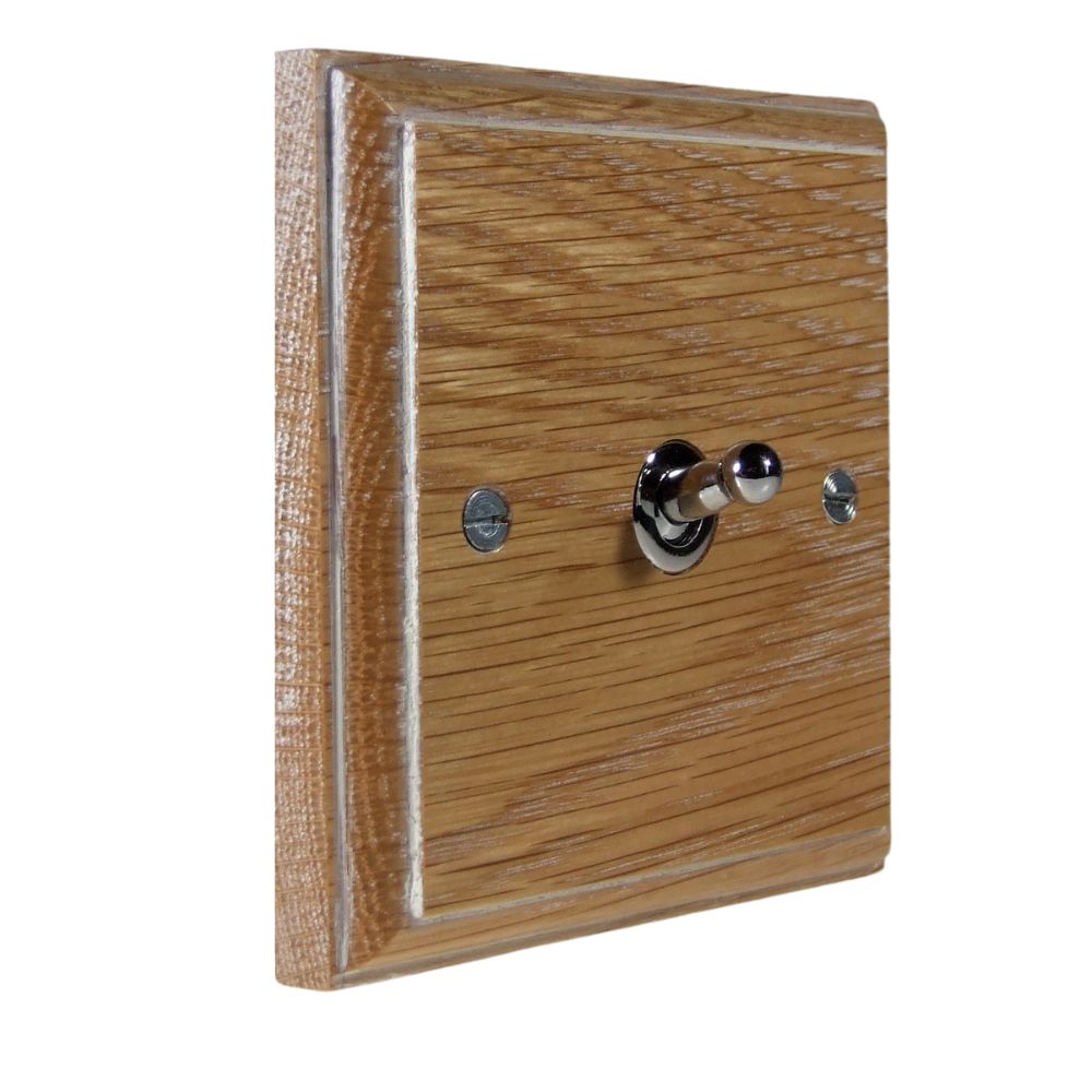 Classic Limed Oak Single Light Switch Polished Chrome Toggle