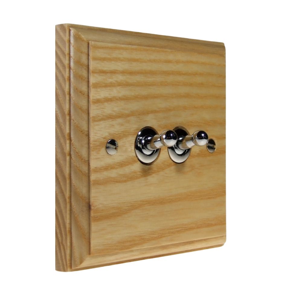 Classic Ash Double Light Switch Polished Chrome Toggle