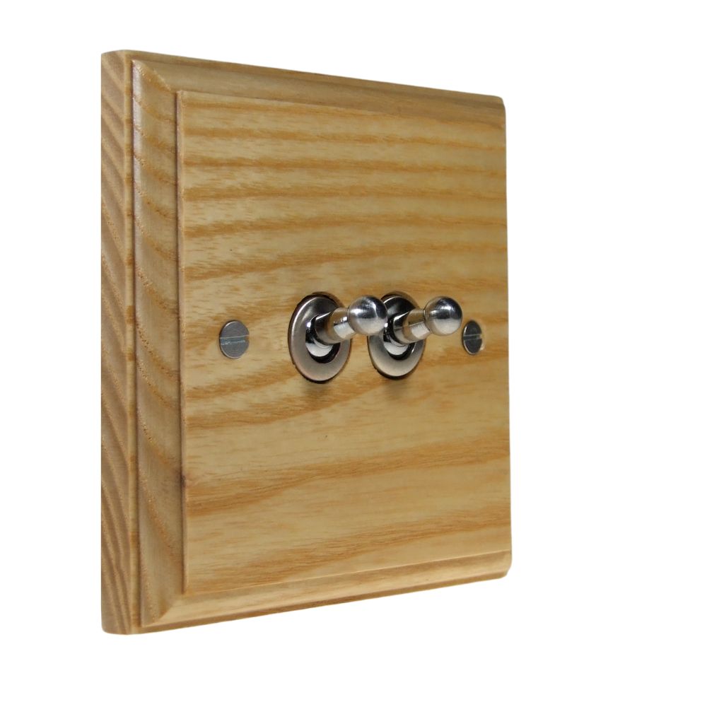 Classic Ash Double Intermediate Light Switch Satin Stainless Toggle