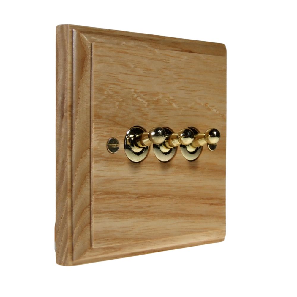 Classic Ash Triple Light Switch Polished Brass Toggle