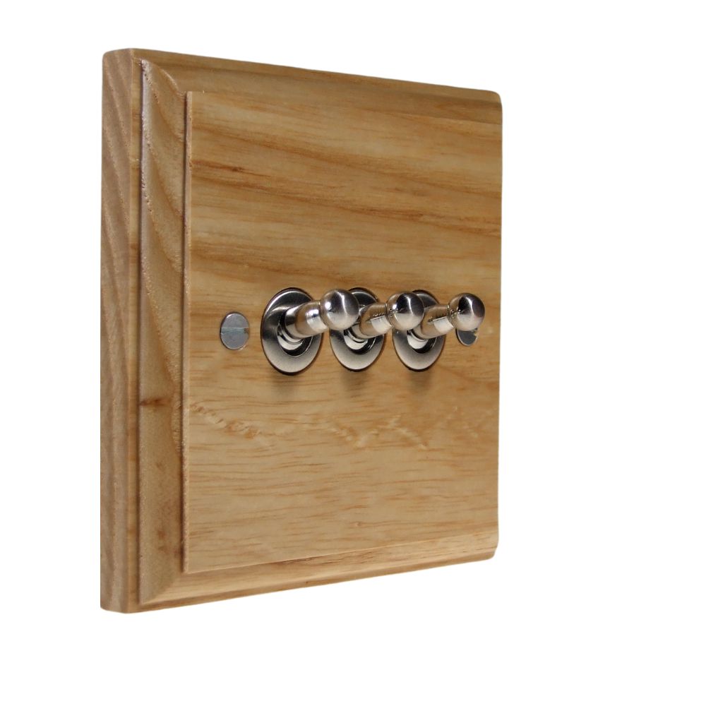 Classic Ash Triple Light Switch Satin Stainless Toggle