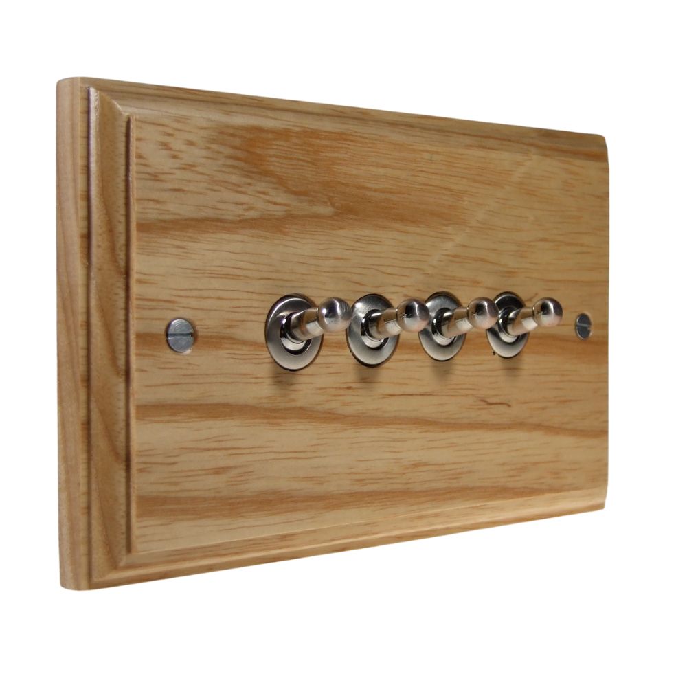 Classic Ash 4 Switch Light Switch Satin Stainless Toggle