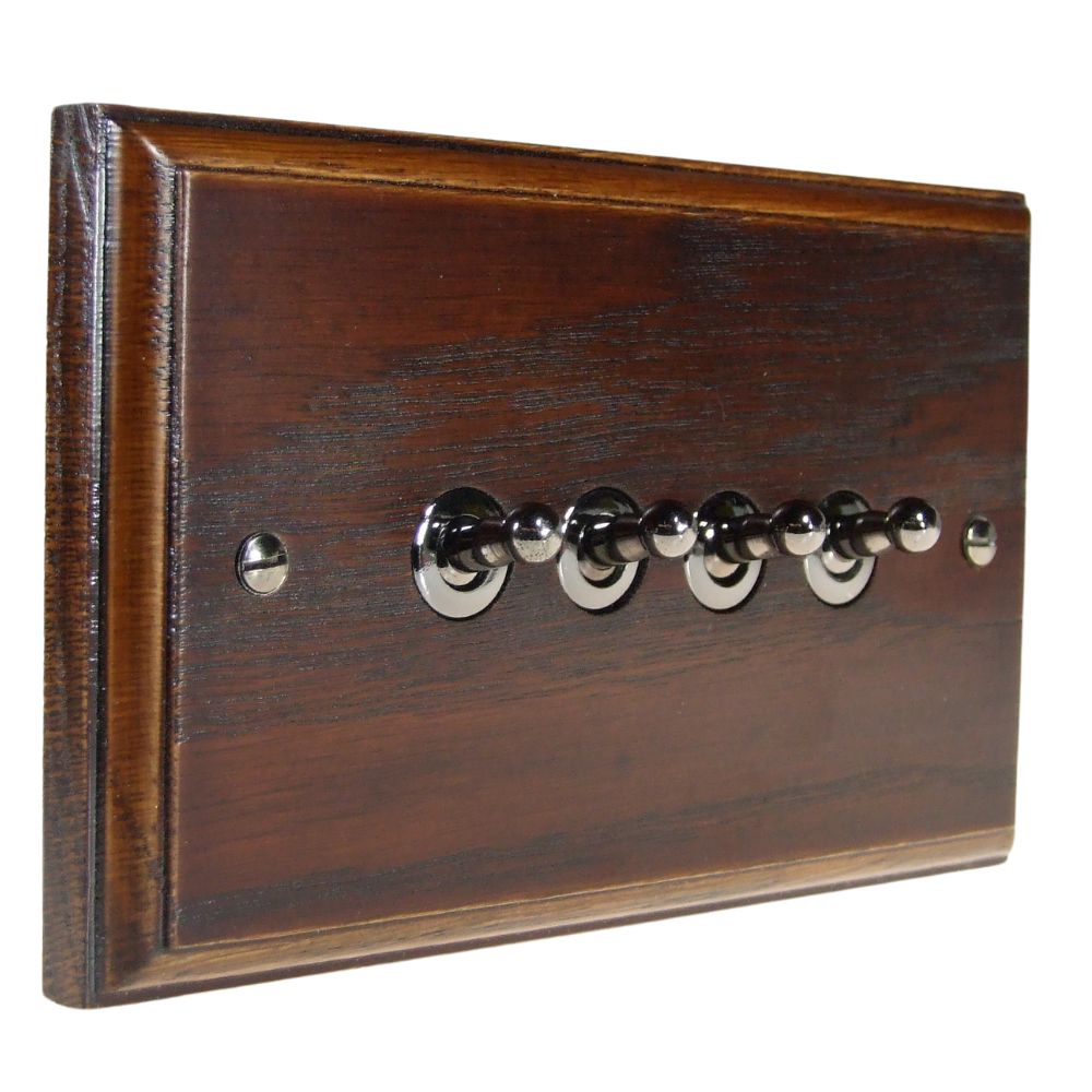 Classic  Dark Oak 4 Switch Light Switch Black Nickel Toggle