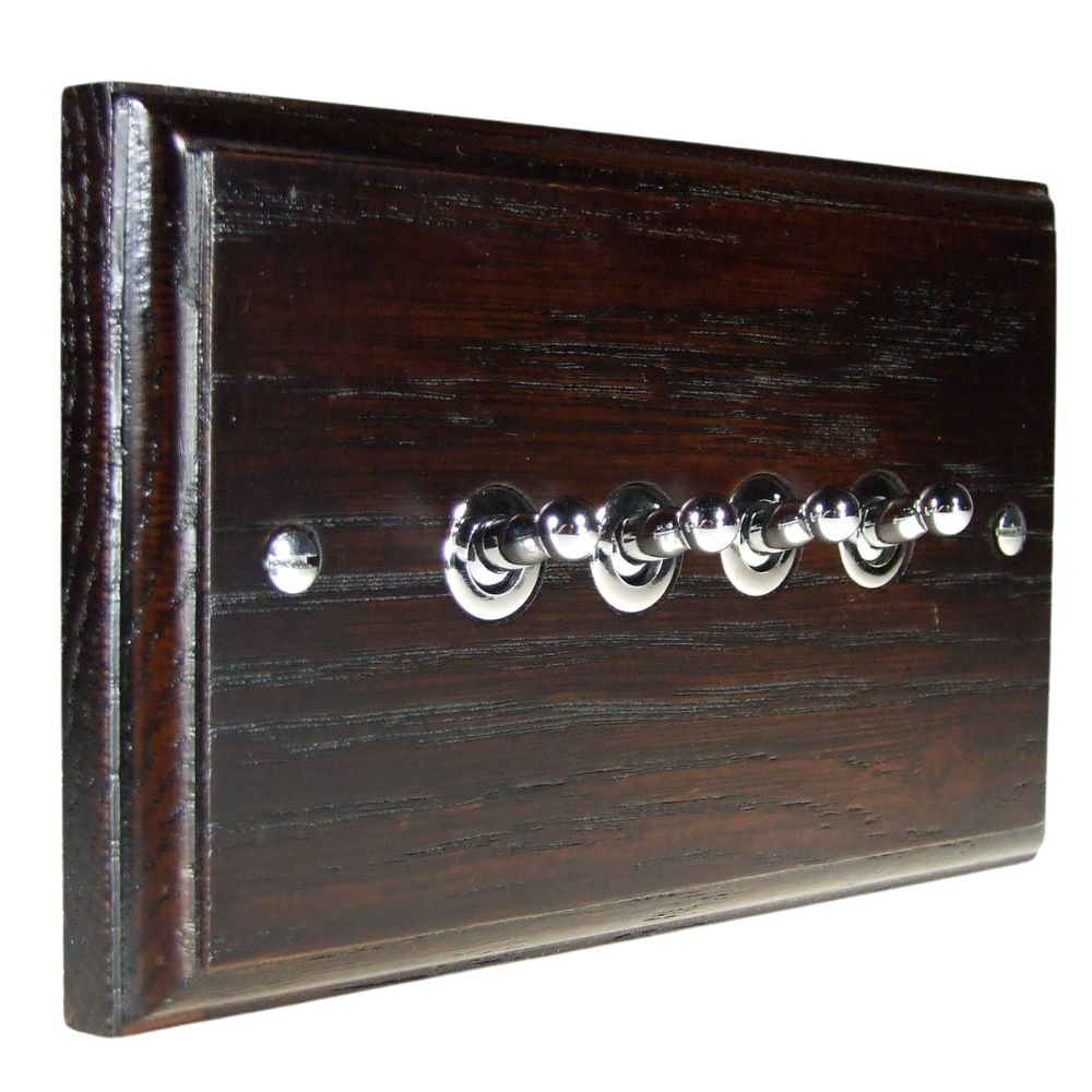 Classic Dark Oak 4 Switch Light Switch Polished Chrome Toggle