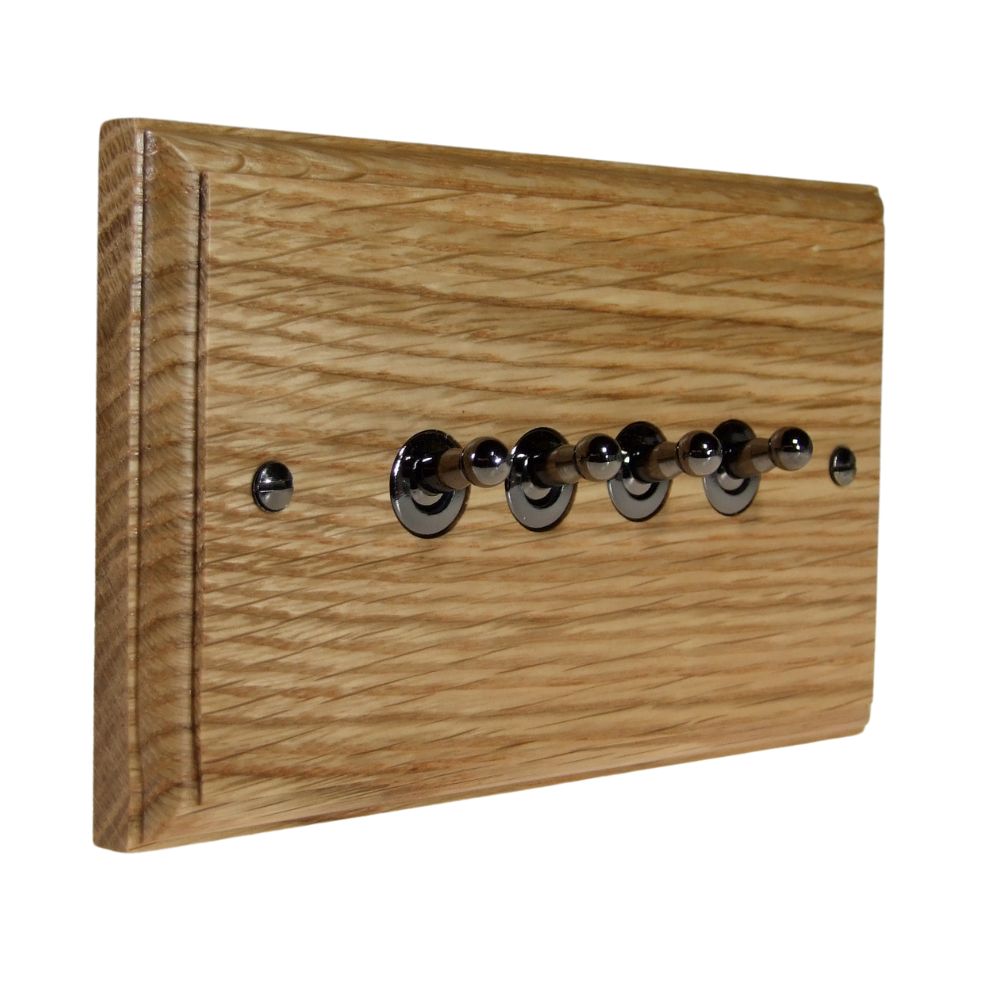 Classic Oak 4 Switch Light Switch Black Nickel Toggle