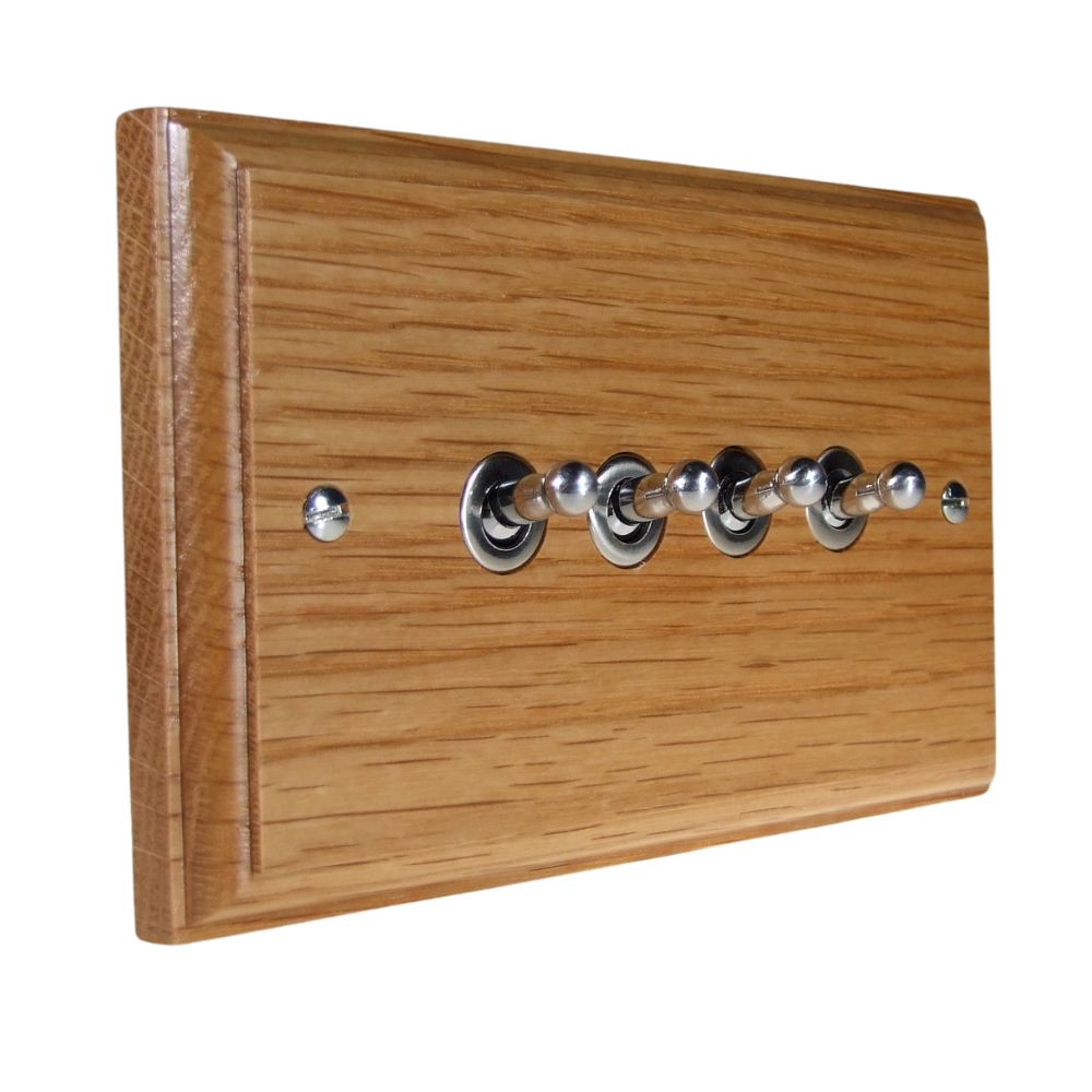 Classic Oak 4 Switch Light Switch Satin Stainless Toggle