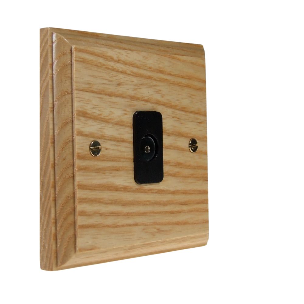 Classic Ash Single TV Co-axial Non Isolated Socket Black