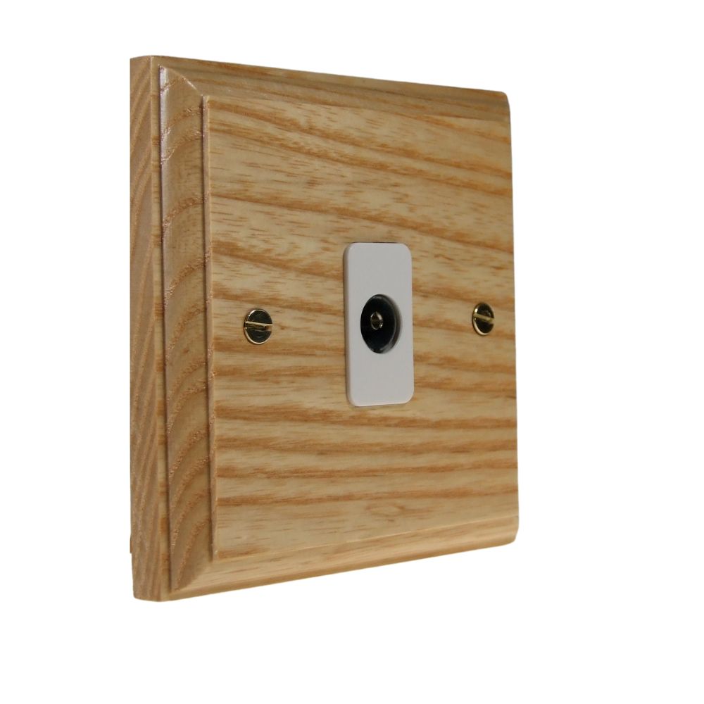 Classic Ash Single TV Co-axial Non Isolated Socke White