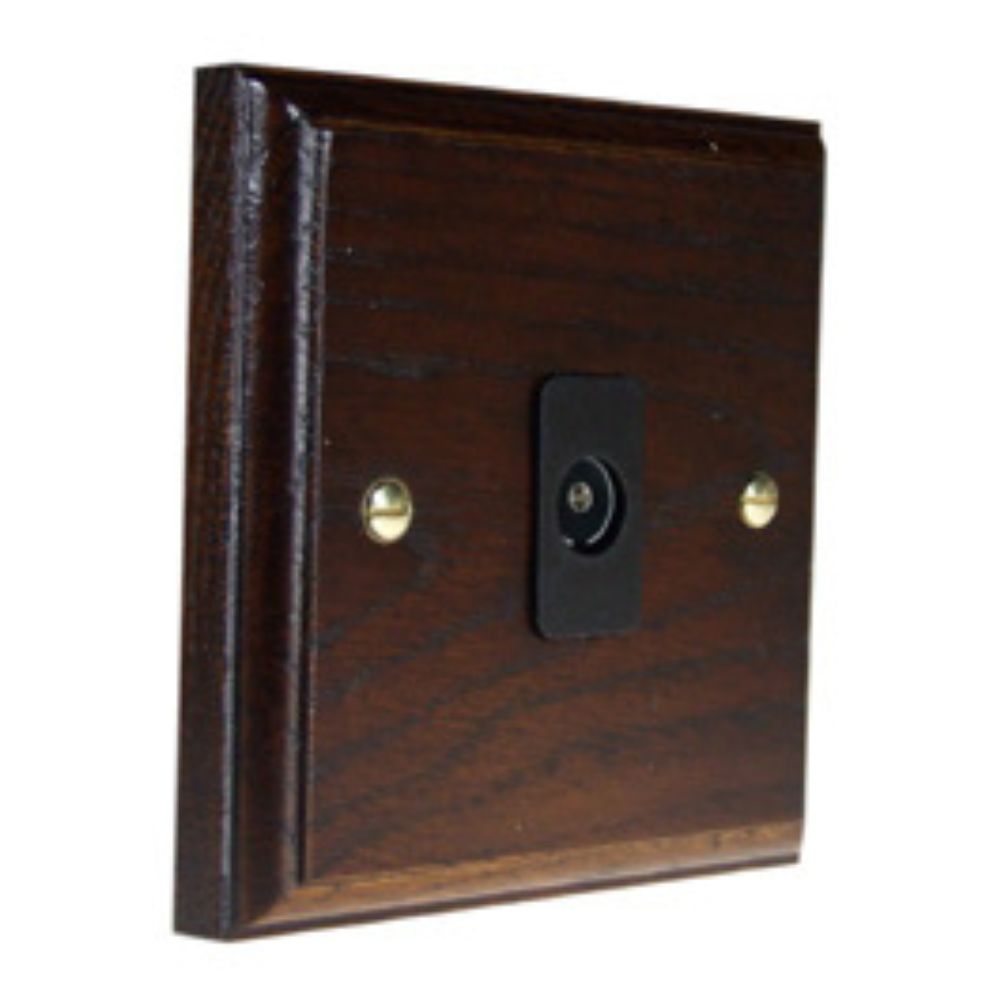 Classic Dark Oak Double TV Co-axial Non Isolated Socket Black