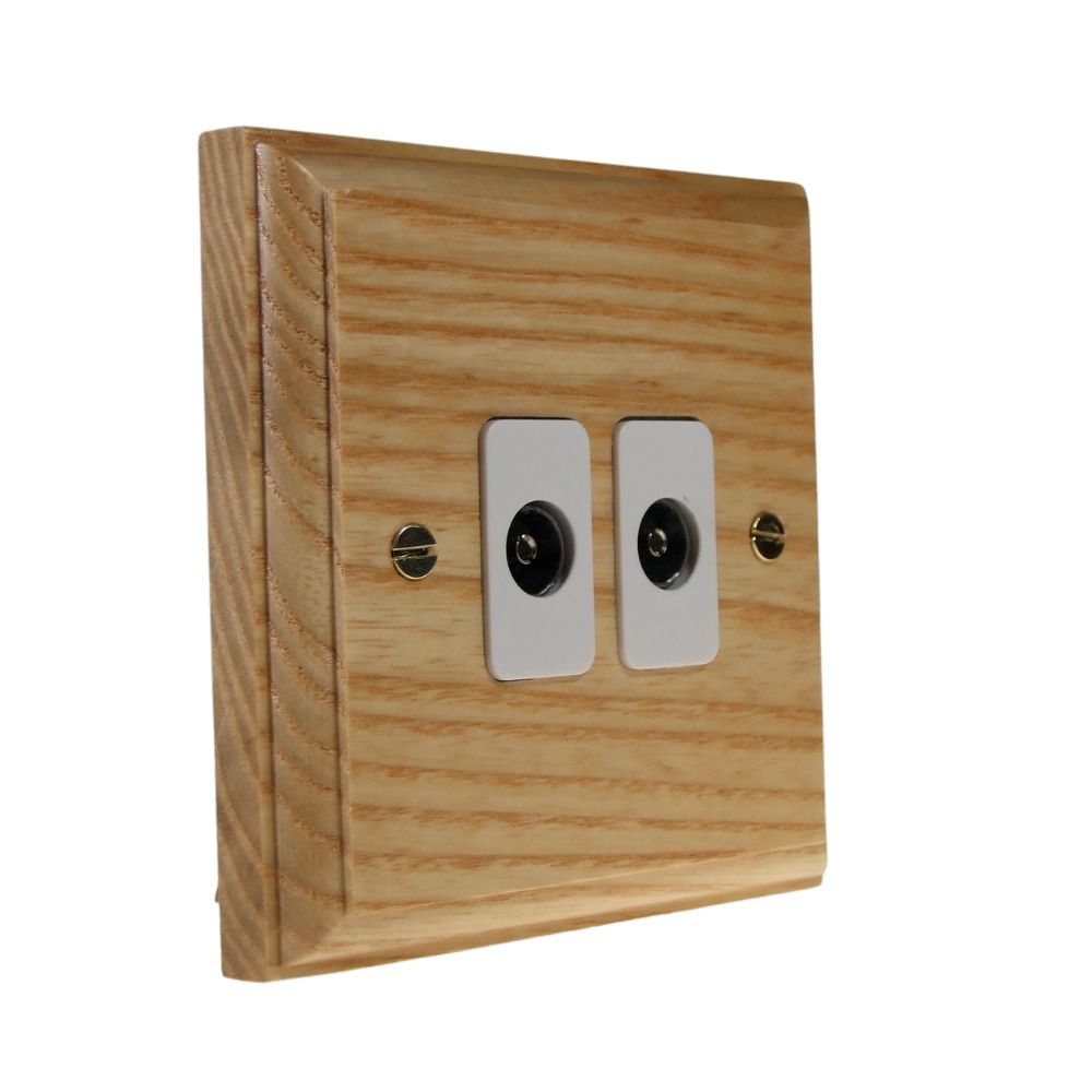 Classic Ash Double TV Co-axial Non Isolated Socket White
