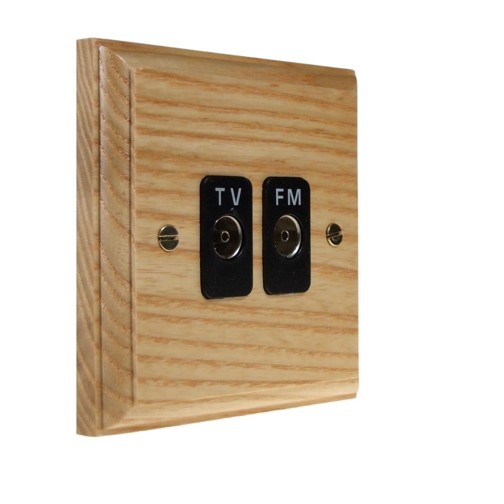 Classic Ash Double TV/FM Co-Axial Isolated Socket Black