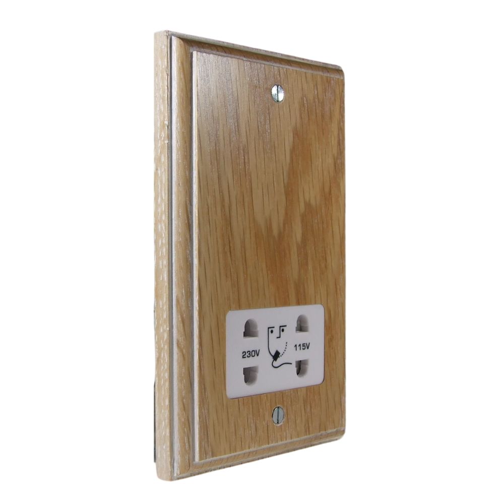 Classic Limed Oak Dual Voltage Shaver Socket White